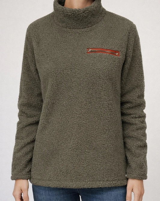 Fall New Arrival Women's Fashion Sweater with Zipper and High Neck Base Layer Top | JRSEE:5442158b-ea1d-43f5-8d48-9f7a372cd3db