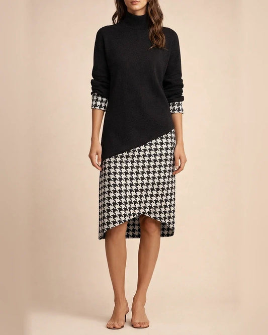Fall New Long-sleeved Half-high Neck Printed Dress Temperament Elegant Commuter Style Women's Clothing | JRSEE:068f88da-ce60-476a-b94d-a59fa968bdb7