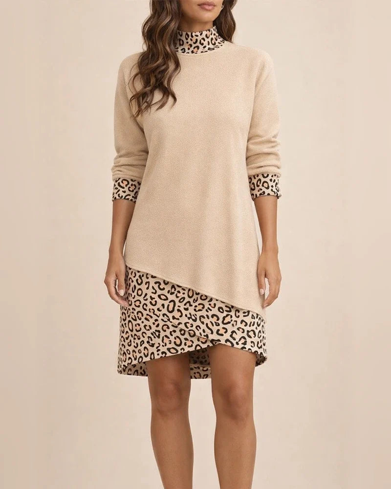 Fall New Long-sleeved Half-high Neck Printed Dress Temperament Elegant Commuter Style Women's Clothing | JRSEE:8bf4802a-64c0-46d2-801a-6068d76be783