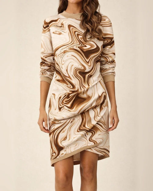 Fall New Long-sleeved Half-high Neck Printed Dress Temperament Elegant Commuter Style Women's Clothing | JRSEE:7385c930-7272-47eb-b167-0244f470805a