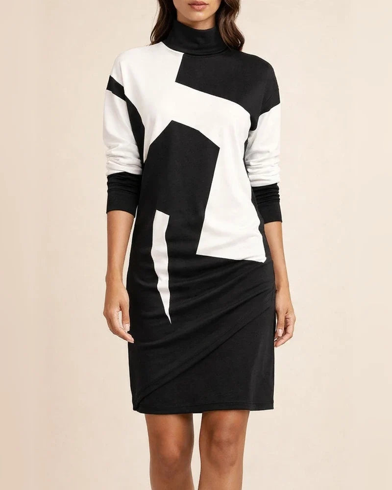 Fall New Long-sleeved Half-high Neck Printed Dress Temperament Elegant Commuter Style Women's Clothing | JRSEE:e90d6057-9ffe-4684-ab65-7d6e43333924