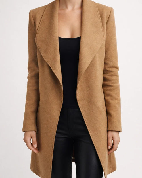 Fall/Winter New Arrival Fashion Women's Lapel Solid Color Wool Coat Mid-Length | JRSEE:ad7affcd-f5fa-478c-ab09-ced879e4b837