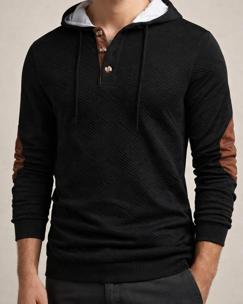 Fall/Winter New Arrival Men's Solid Color Jacquard Hooded Sweatshirt - Loose-Fit Casual Top | JRSEE:573540ec-f25a-4360-af3f-982c922fa6c4