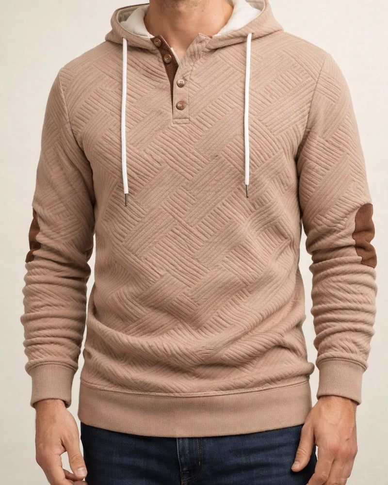 Fall/Winter New Arrival Men's Solid Color Jacquard Hooded Sweatshirt - Loose-Fit Casual Top | JRSEE:d1dfcf87-bffd-4c2c-ab8f-68a7680fcc3e