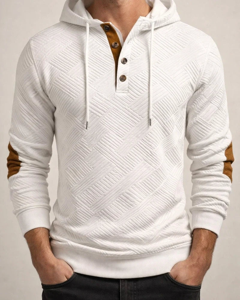 Fall/Winter New Arrival Men's Solid Color Jacquard Hooded Sweatshirt - Loose-Fit Casual Top | JRSEE:ac461d46-c221-4344-a3c9-e6ac44e0d518