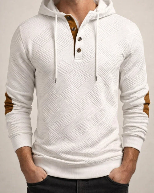 Fall/Winter New Arrival Men's Solid Color Jacquard Hooded Sweatshirt - Loose-Fit Casual Top | JRSEE:ac461d46-c221-4344-a3c9-e6ac44e0d518