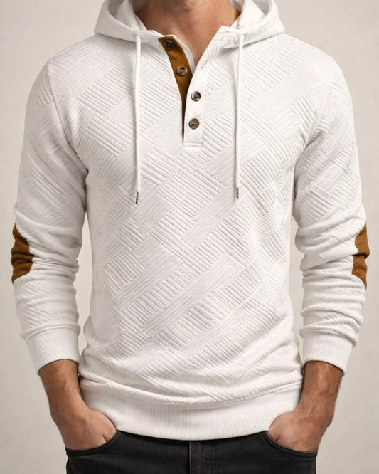 Fall/Winter New Arrival Men's Solid Color Jacquard Hooded Sweatshirt - Loose-Fit Casual Top | JRSEE:ac461d46-c221-4344-a3c9-e6ac44e0d518