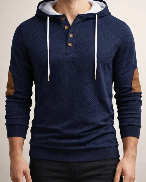 Fall/Winter New Arrival Men's Solid Color Jacquard Hooded Sweatshirt - Loose-Fit Casual Top | JRSEE:a320b49b-edd2-47f2-9503-32c7456b5039