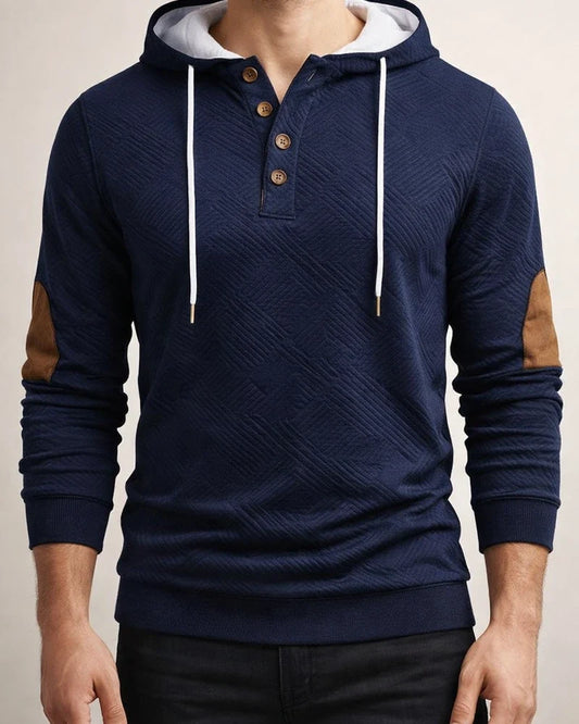 Fall/Winter New Arrival Men's Solid Color Jacquard Hooded Sweatshirt - Loose-Fit Casual Top | JRSEE:a320b49b-edd2-47f2-9503-32c7456b5039
