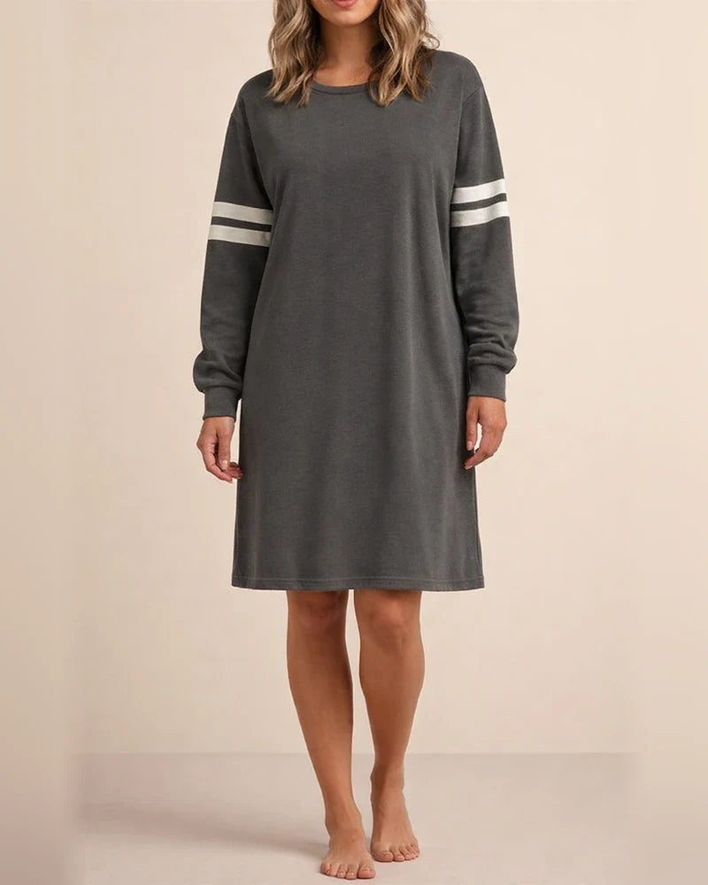 Fall/Winter New Arrival Striped Women's Casual Loose-Fit Crew Neck Dress | JRSEE:ab43eead-4d28-4e09-a899-0ea5a51047a6