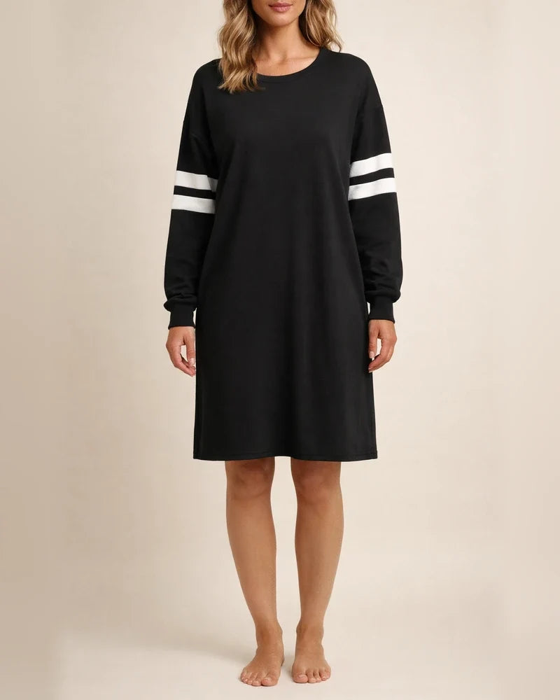 Fall/Winter New Arrival Striped Women's Casual Loose-Fit Crew Neck Dress | JRSEE:be2cab3c-811e-40f0-9e04-088e428b1de2