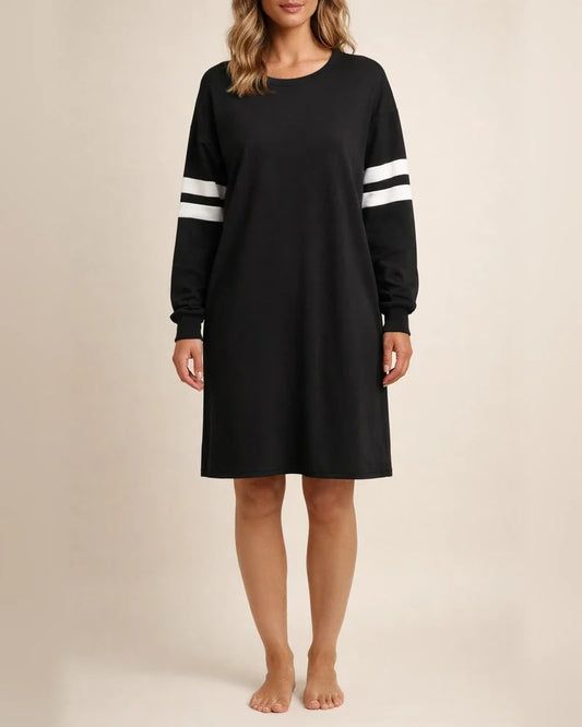 Fall/Winter New Arrival Striped Women's Casual Loose-Fit Crew Neck Dress | JRSEE:be2cab3c-811e-40f0-9e04-088e428b1de2