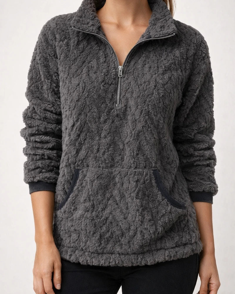 Fall/Winter New Arrival Women's Collared Chanel-Style Jacquard Half-Zip Fleece Hoodie with Pockets | JRSEE:0bbdb70b-6f4a-4f28-a04b-27566a6e4015
