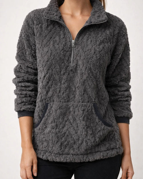 Fall/Winter New Arrival Women's Collared Chanel-Style Jacquard Half-Zip Fleece Hoodie with Pockets | JRSEE:0bbdb70b-6f4a-4f28-a04b-27566a6e4015