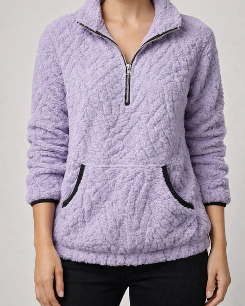 Fall/Winter New Arrival Women's Collared Chanel-Style Jacquard Half-Zip Fleece Hoodie with Pockets | JRSEE:e277e5e1-bf63-409e-a26f-8fdbb8bfba23
