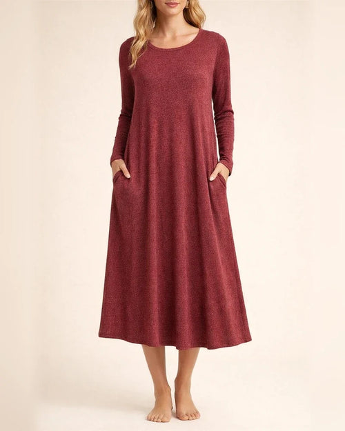Fall/Winter New Arrival Women's Solid Color Knit Curved Hem Loose Dress | JRSEE:eaa07f51-856c-45fc-abc3-9361d7ca1823