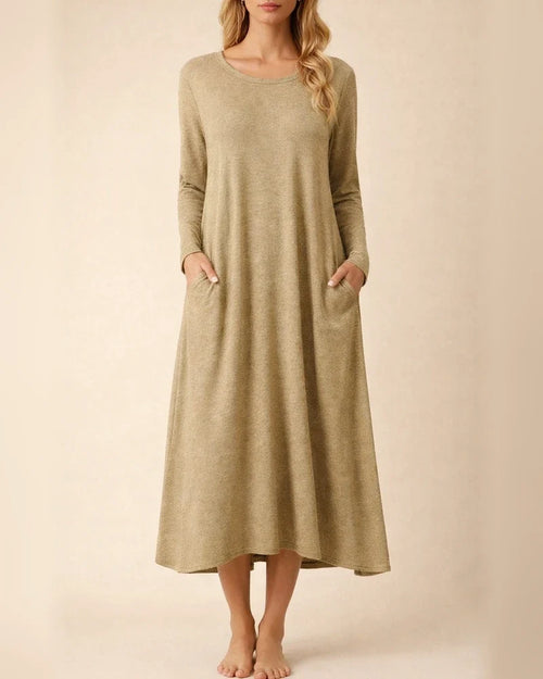 Fall/Winter New Arrival Women's Solid Color Knit Curved Hem Loose Dress | JRSEE:ee93c780-900a-404f-98fa-f1251861af76