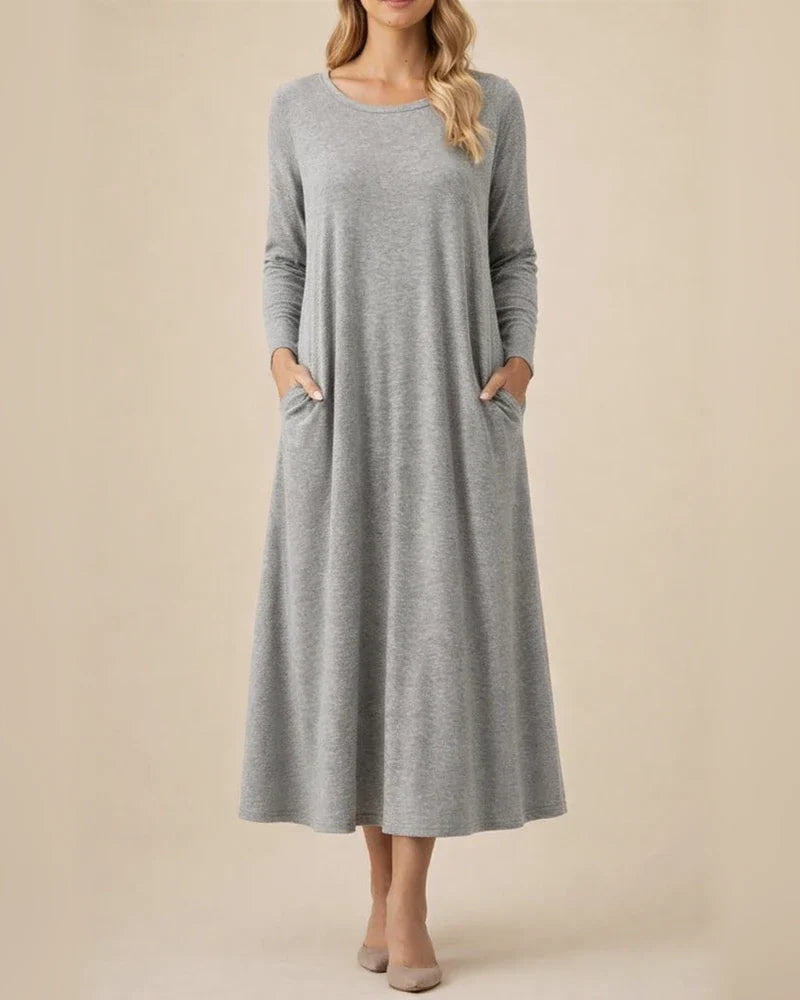 Fall/Winter New Arrival Women's Solid Color Knit Curved Hem Loose Dress | JRSEE:2cacec73-93c5-4ac9-a659-9a082c1af52f
