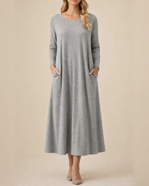 Fall/Winter New Arrival Women's Solid Color Knit Curved Hem Loose Dress | JRSEE:2cacec73-93c5-4ac9-a659-9a082c1af52f