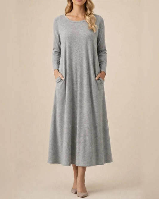 Fall/Winter New Arrival Women's Solid Color Knit Curved Hem Loose Dress | JRSEE:2cacec73-93c5-4ac9-a659-9a082c1af52f