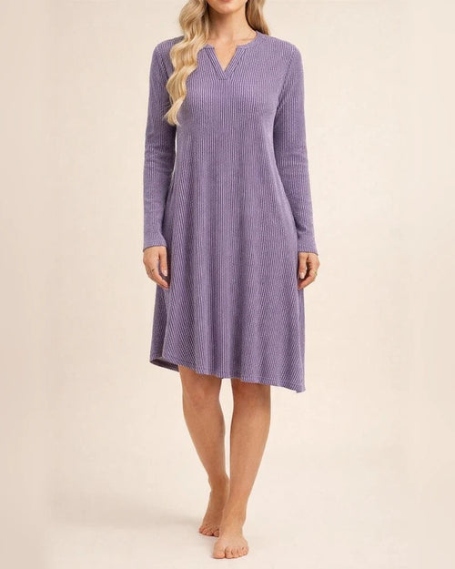Fall/Winter New Arrival Women's V-Neck Long Sleeve Loose-Fit Dress Solid Color Midi Skirt | JRSEE:119de1fe-dc08-4c46-bc8c-45c31ad6c72e