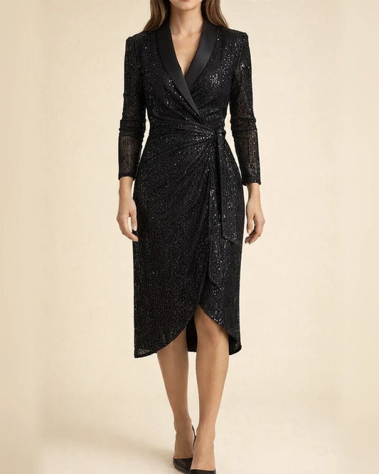 Fashion Beaded Suit Collar Tie Temperament Commuter Dress Fall and Winter New Intellectual and Elegant Wind Women's Clothing | JRSEE:11aabcf1-db91-42ff-9f11-54c9e1bef24f