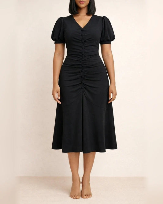 Fashion Commuter Elegant Professional Solid Color Dress | JRSEE:d6b91bf4-20d8-46db-a8c1-82b1af4fe258