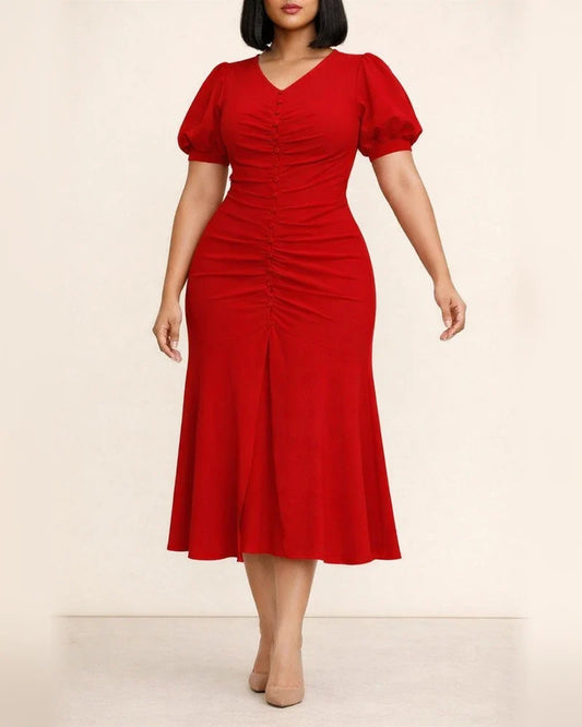 Fashion Commuter Elegant Professional Solid Color Dress | JRSEE:c7912e7c-b677-43d0-8152-1bcdd9f78775