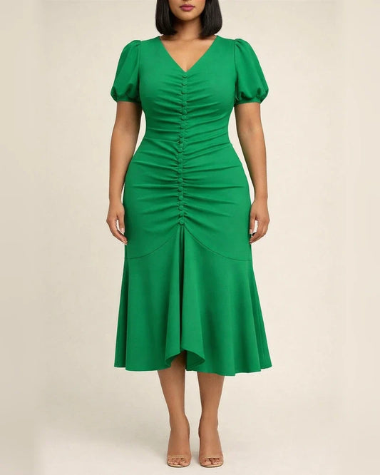 Fashion Commuter Elegant Professional Solid Color Dress | JRSEE:64025d88-55b4-4a5a-a190-326ca54477b3