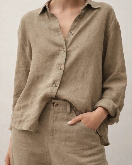 Fashion Lapel Long Sleeve Cotton Linen Loose Women's Solid Color Shirt White Black Khaki Gray Red | JRSEE:65cf9e7c-4947-4626-9192-61d396ead56f