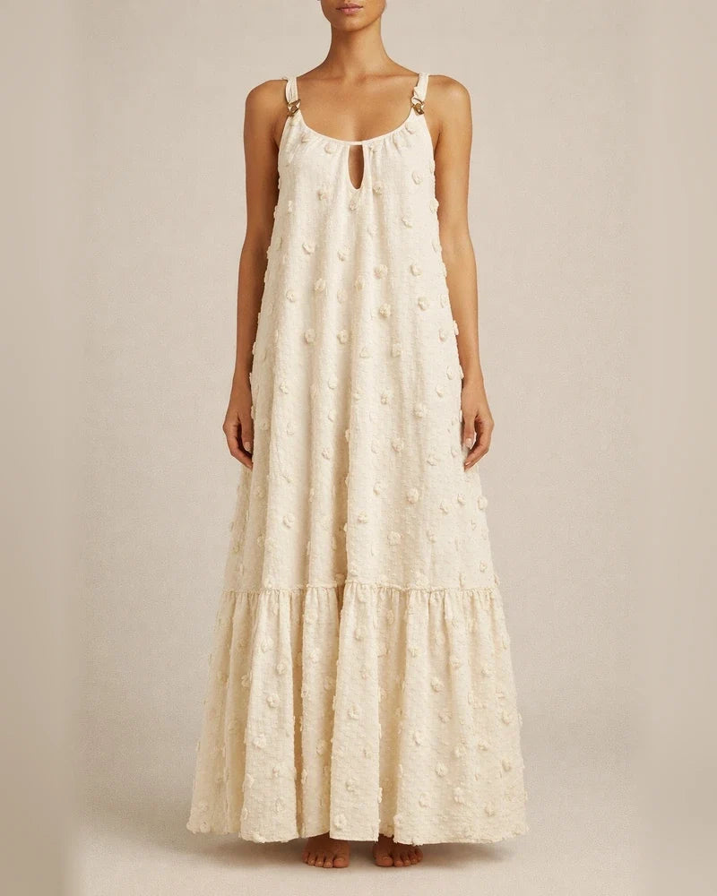 Fashion Neck Hanging Three-dimensional Flower Cake Long Dress | JRSEE:cd4ca132-4749-4bc2-822c-f762a8ae253a