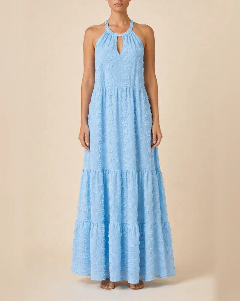 Fashion Neck Hanging Three-dimensional Flower Cake Long Dress | JRSEE:d29ebf42-fcbe-48c0-b033-6a5c33c450d8