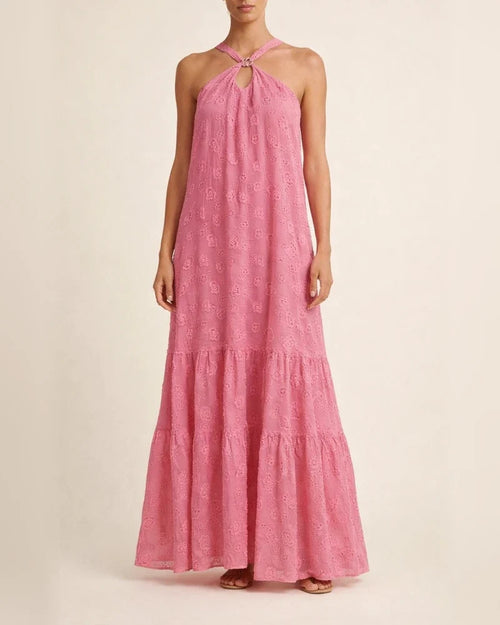 Fashion Neck Hanging Three-dimensional Flower Cake Long Dress | JRSEE:45a54c9b-0b75-4003-b1ec-1bea2eacc27f