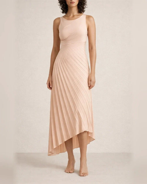 Fashion One Shoulder Sun Ruffle Satin Solid Color Dress | JRSEE:9a41e6f7-64da-4d65-a5d0-6d2953bd4b50