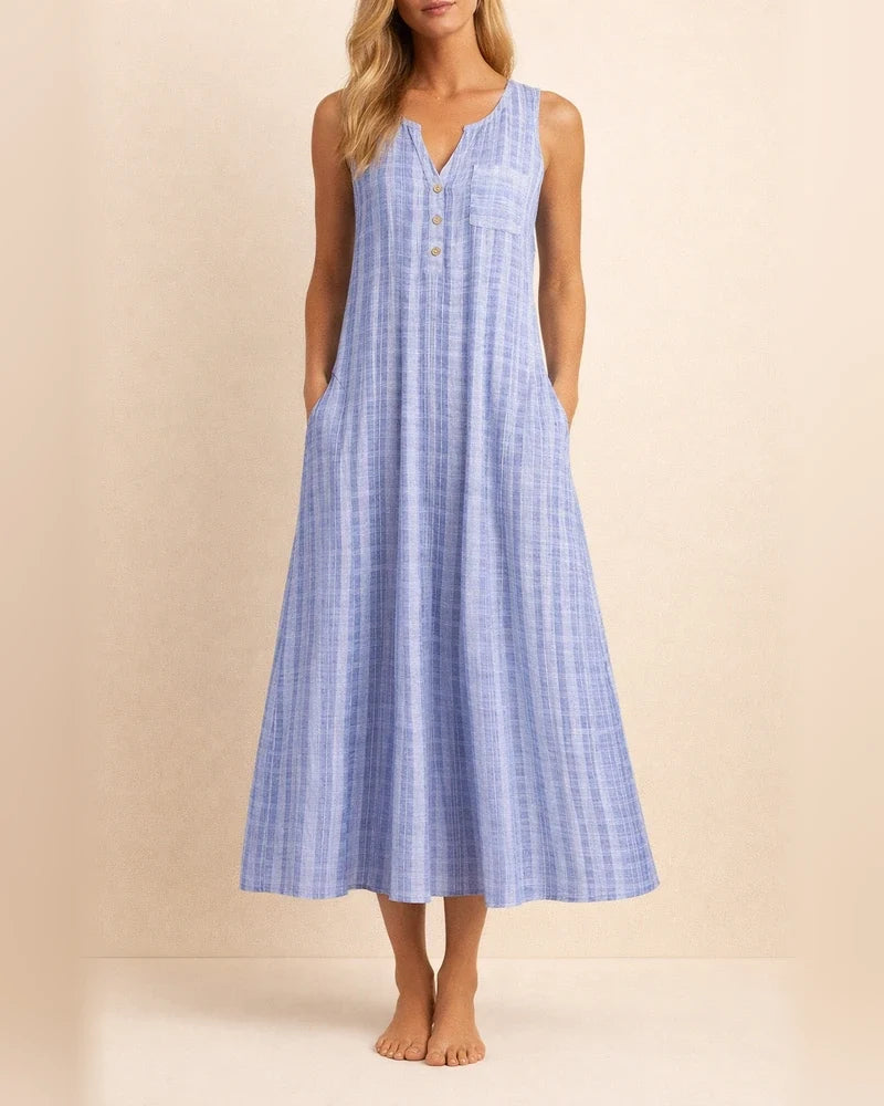 Fashion Plus Size Women's Sleeveless V-neck Dress | JRSEE:5044eed8-b3e4-446e-8725-6ce2d6509249