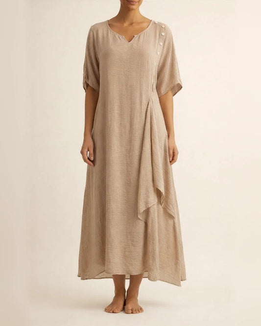 Fashion V-neck Short-sleeved Fake Two Pieces Asymmetric Dresses Spring and Summer New Irregular Dress Comfortable Casual Wind | JRSEE:fd96ace1-6d41-4551-a935-add936d1d09f
