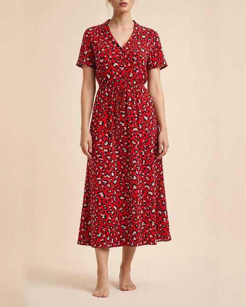 Fashion Women's Summer Polka Dot Print Short-sleeved Mid-length Dresses | JRSEE:e6b5fb40-cfd8-4d2d-a079-c996518eb4d3