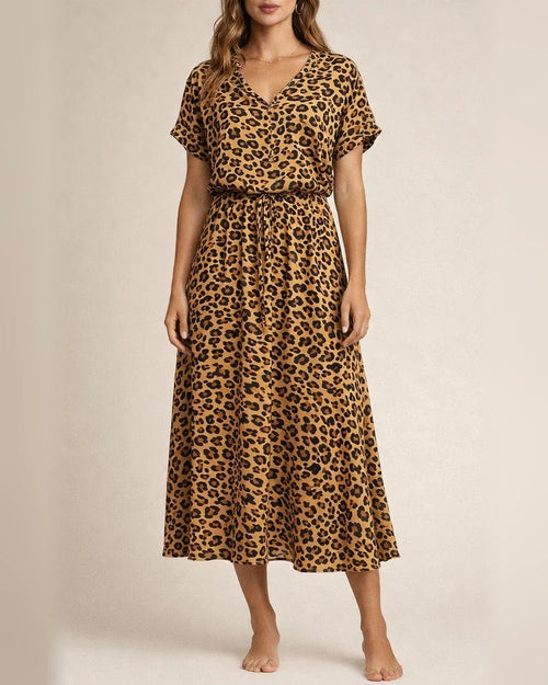 Fashion Women's Summer Polka Dot Print Short-sleeved Mid-length Dresses | JRSEE:ab5602c5-c15d-4f93-ba8b-b3f478f34b8d