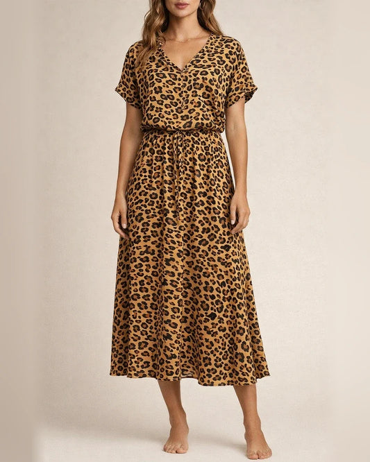 Fashion Women's Summer Polka Dot Print Short-sleeved Mid-length Dresses | JRSEE:ab5602c5-c15d-4f93-ba8b-b3f478f34b8d