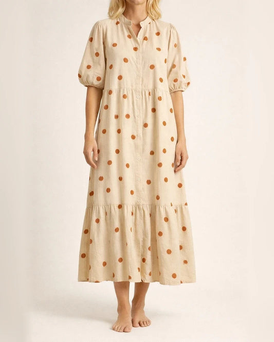Fashion Women's Summer Short-sleeved Stand-up Collar Print Loose Casual Temperament Commuter Dresses Women | JRSEE:159d5d5b-4f3b-4608-b617-43d3437da319
