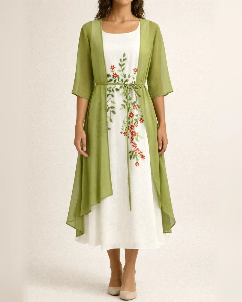 Fashionable and Elegant Lace Chiffon Dress Two Piece Set | JRSEE:3f2743ab-b8eb-4b7b-a83f-c30cc066d3d7