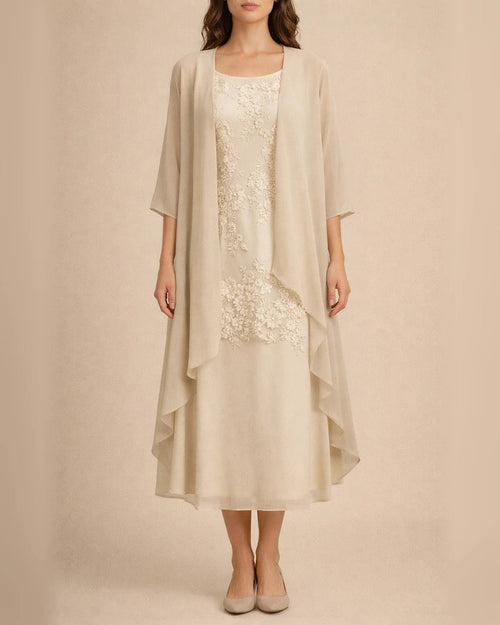 Fashionable and Elegant Lace Chiffon Dress Two Piece Set | JRSEE:c5abbe1a-9aeb-4988-b9f8-2062e13c4cf9