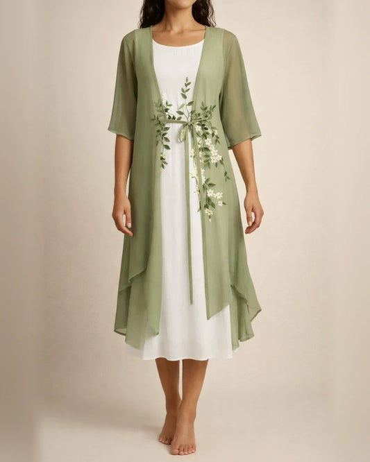 Fashionable and Elegant Lace Chiffon Dress Two Piece Set | JRSEE:54924291-1235-480f-ad40-c91a0faec0f4