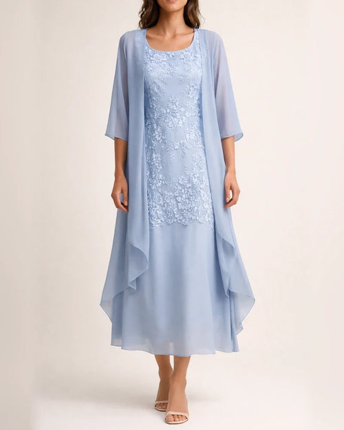 Fashionable and Elegant Lace Chiffon Dress Two Piece Set | JRSEE:75d63615-2c5a-4e5b-94c4-48fc03068cbd