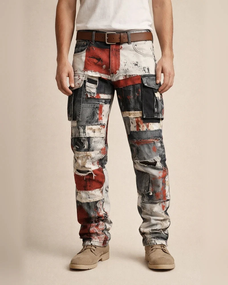 Fashionable Men's Long Pants: Retro Workwear Pants with 3D Print | JRSEE:bc701aab-643a-427d-8bc1-f1dd5cd57493