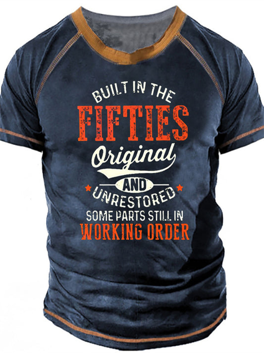 Men's Summer Casual 3D Letter Print Fashion Crew Neck Raglan Short Sleeve T-shirt