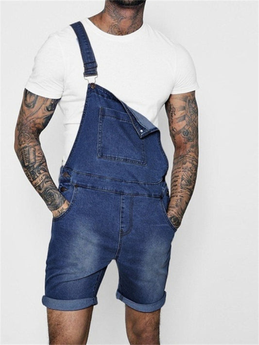 Men's Jeans Denim Shorts Overall Shorts Jean Shorts Denim Jumpsuit Pocket Plain Comfort Wearable Short Casual Daily Holiday Denim Streetwear Stylish Pink Deep Blue