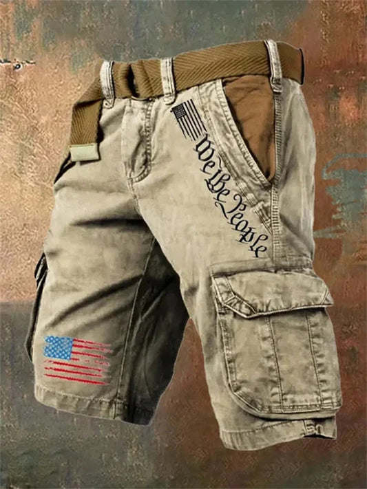 Men's New Arrival Fashionable Casual 3D-Printed Work Shorts with Zipper