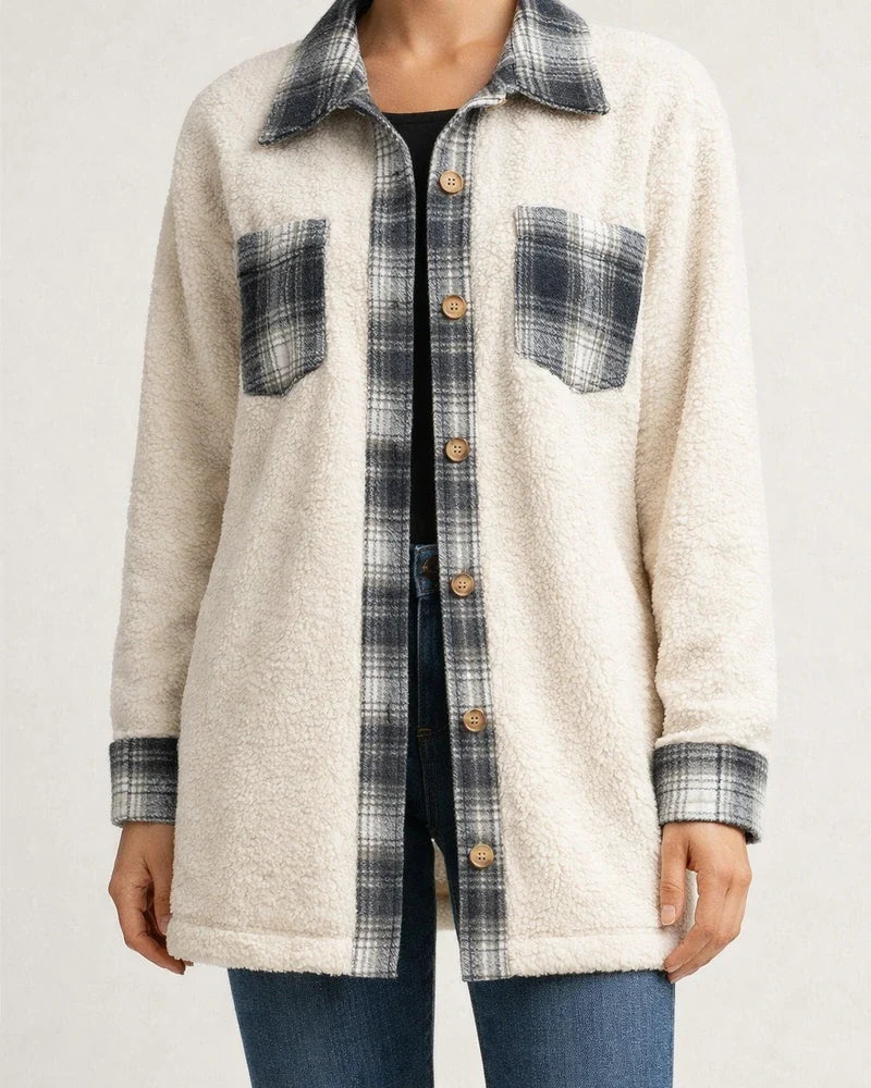 Flash Velvet Women's Fall and Winter New Lapel Medium-length Plaid Plush Jacket | JRSEE:13d9fc04-6549-465b-8afe-1e154bcad50d