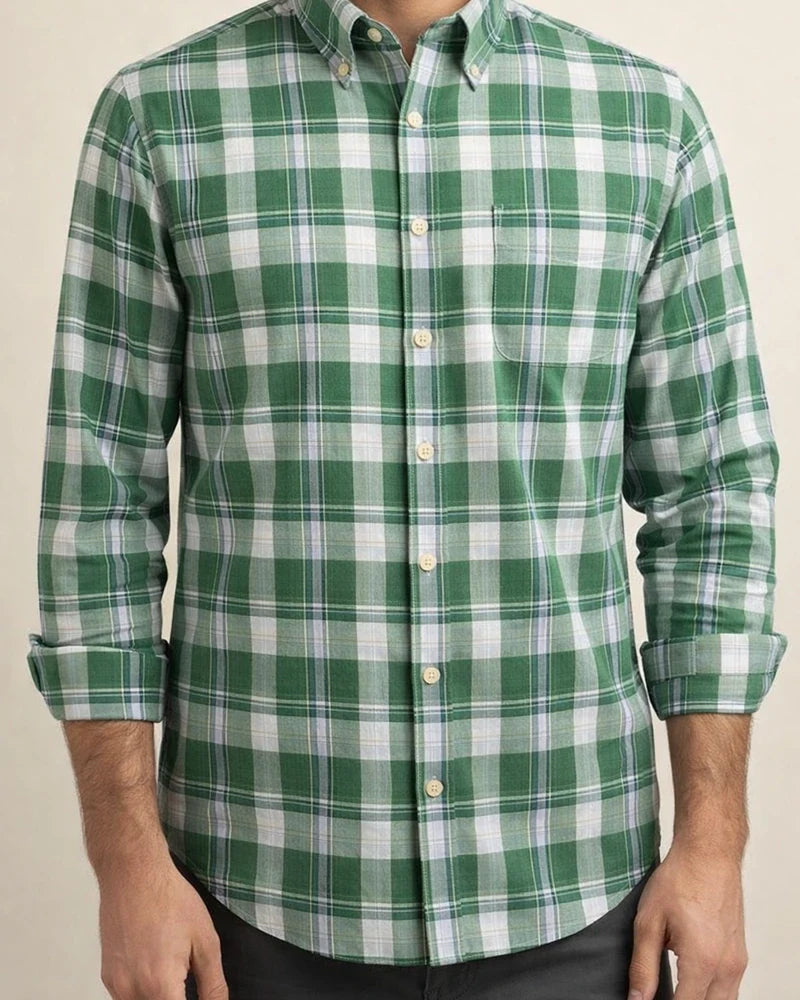 Four Seasons New Cotton Shirt Fashion Plaid Men's Shirt Long-sleeved Square Collar Casual Cotton Shirt | JRSEE:88235941-1a3d-4573-b8c0-251342b44da8